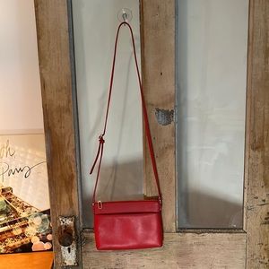 TALBOTS Red Leather Bag. Cross Body Leather with Adjustable Strap.